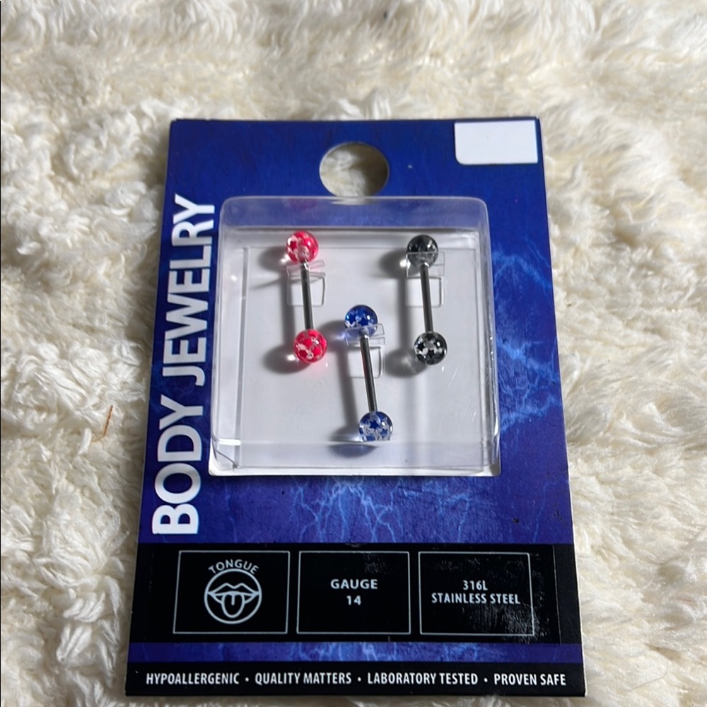 Body Jewelry Women's 14 Gauge Plastic and Stainless-Steel Star Barbell Tongue